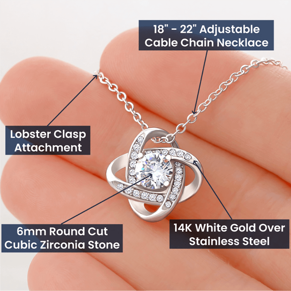 White Gold, Valentines Day Love Knot Necklace, Girlfriend - Kubby&Co Worldwide