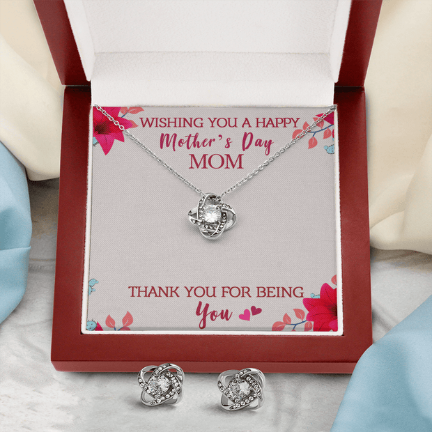 Gold Necklace & Earrings, Our Bond Knot, Mother's Day - Kubby&Co Worldwide