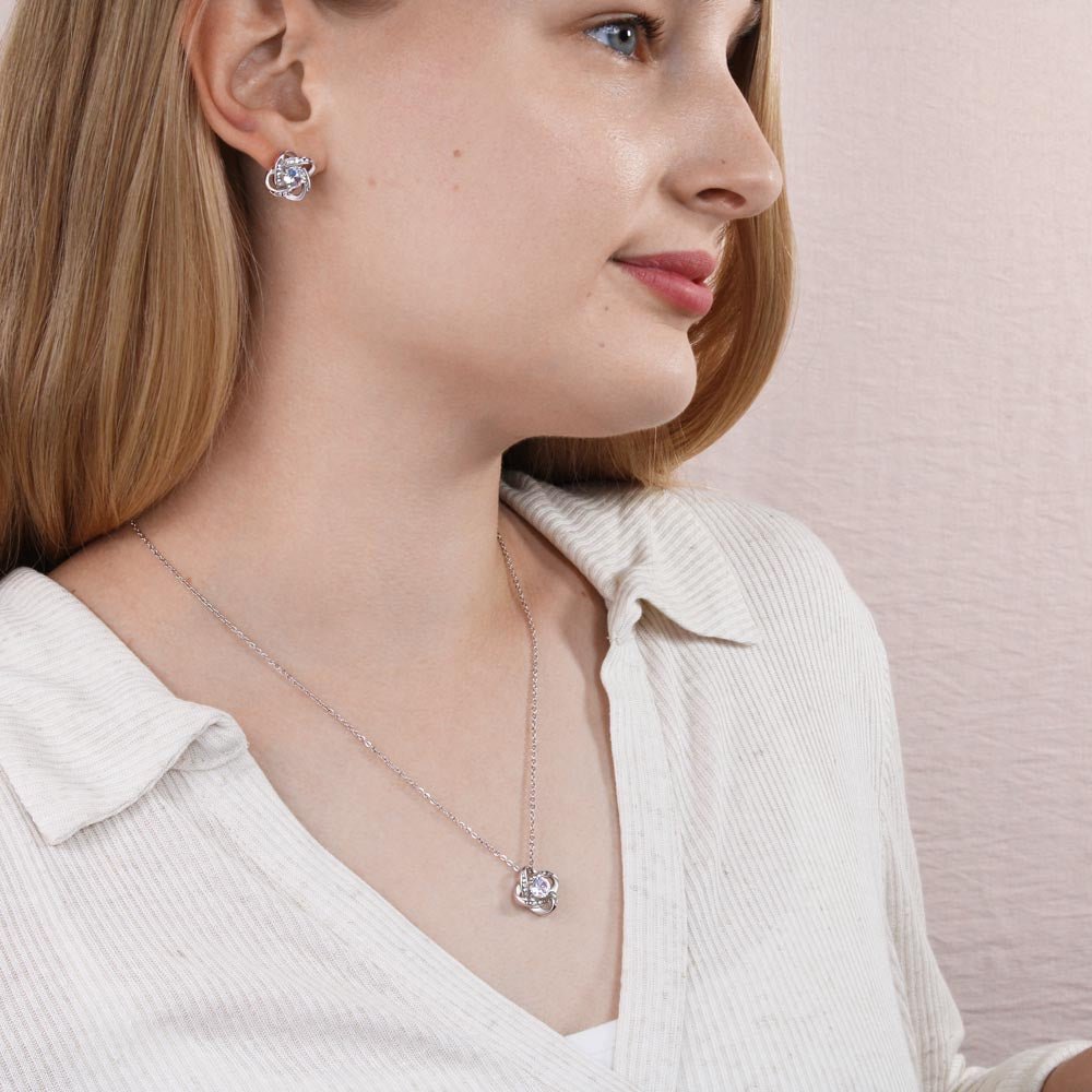 Gold Necklace & Earrings, Our Bond Knot, Mother's Day - Kubby&Co Worldwide